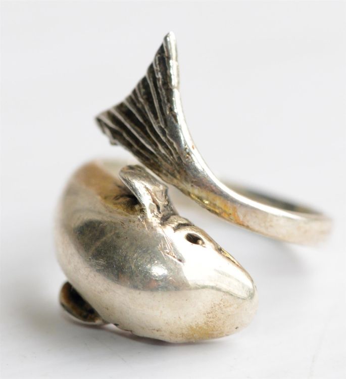 Bague Argent 925 Dauphins Taille 57 - Bijou Fin Gris
