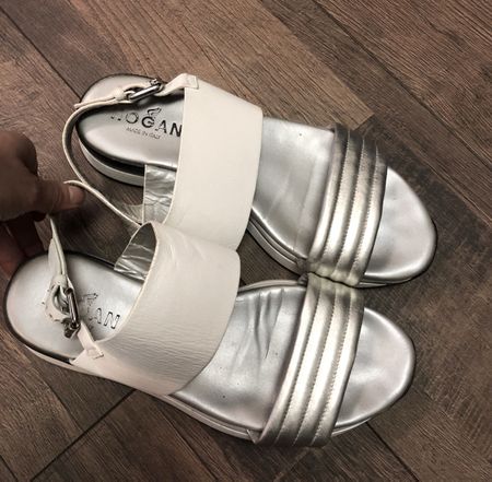 Hogan Sandalette Silber Leder 39/40