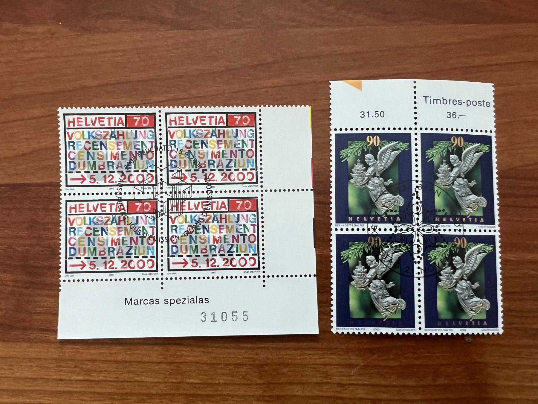 Alle Briefmarken: 2000  CH Erstag gest.Viererblock mit Tab  (K219) – Gebraucht aus Hinwil von Sidi4