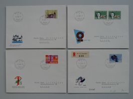 1958, Nr.334-337 auf vier Ersttagsbriefen, sauber von BERN.