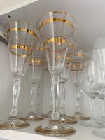 6 edle Sektgläser / Champagnergläser mit Goldrand, Top!