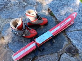 Sci per bambini "Alpin Baby" con scarponi rossi n. 24 vintag