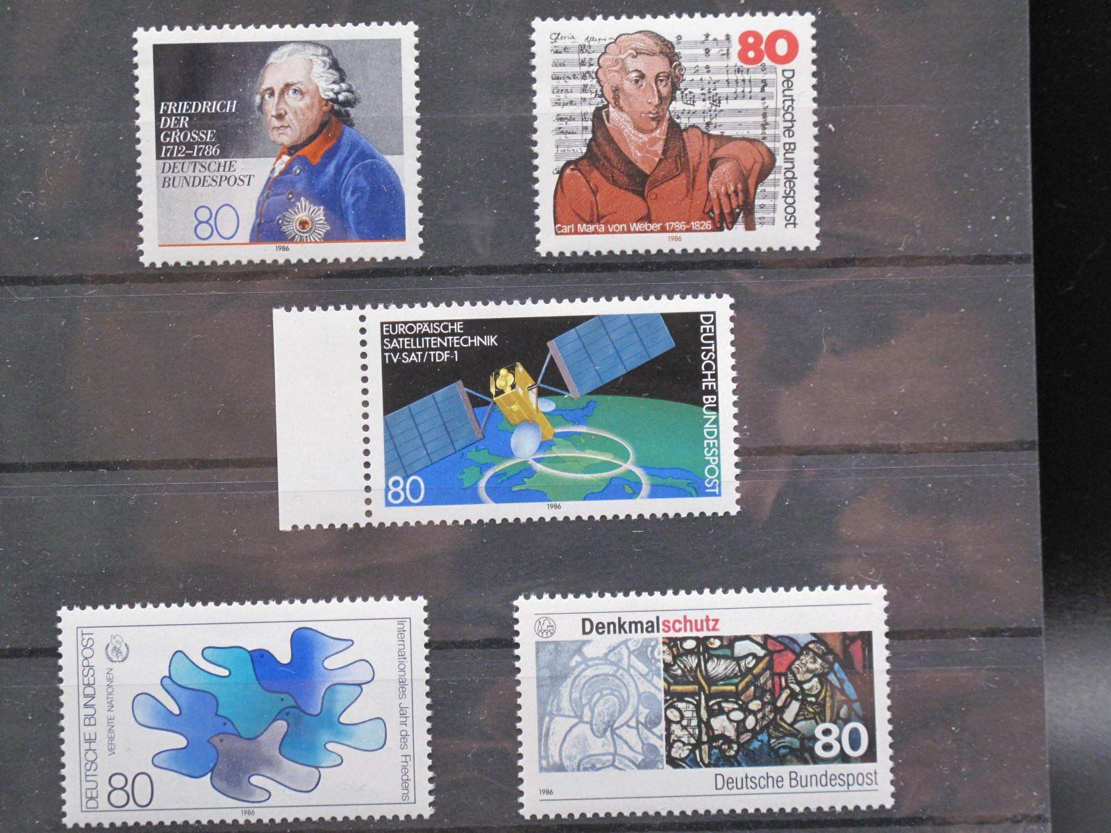 Tutti i francobolli: BRD 1986 von Weber /  König Friedrich ** – Usato da Wil SG venduto da fva01