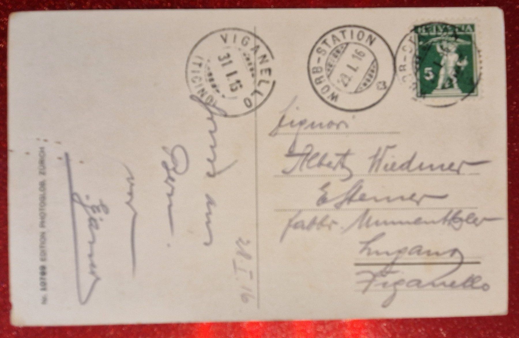 Cartoline postali: Bern 1916 – Usato da Melchnau venduto da Fishel 1