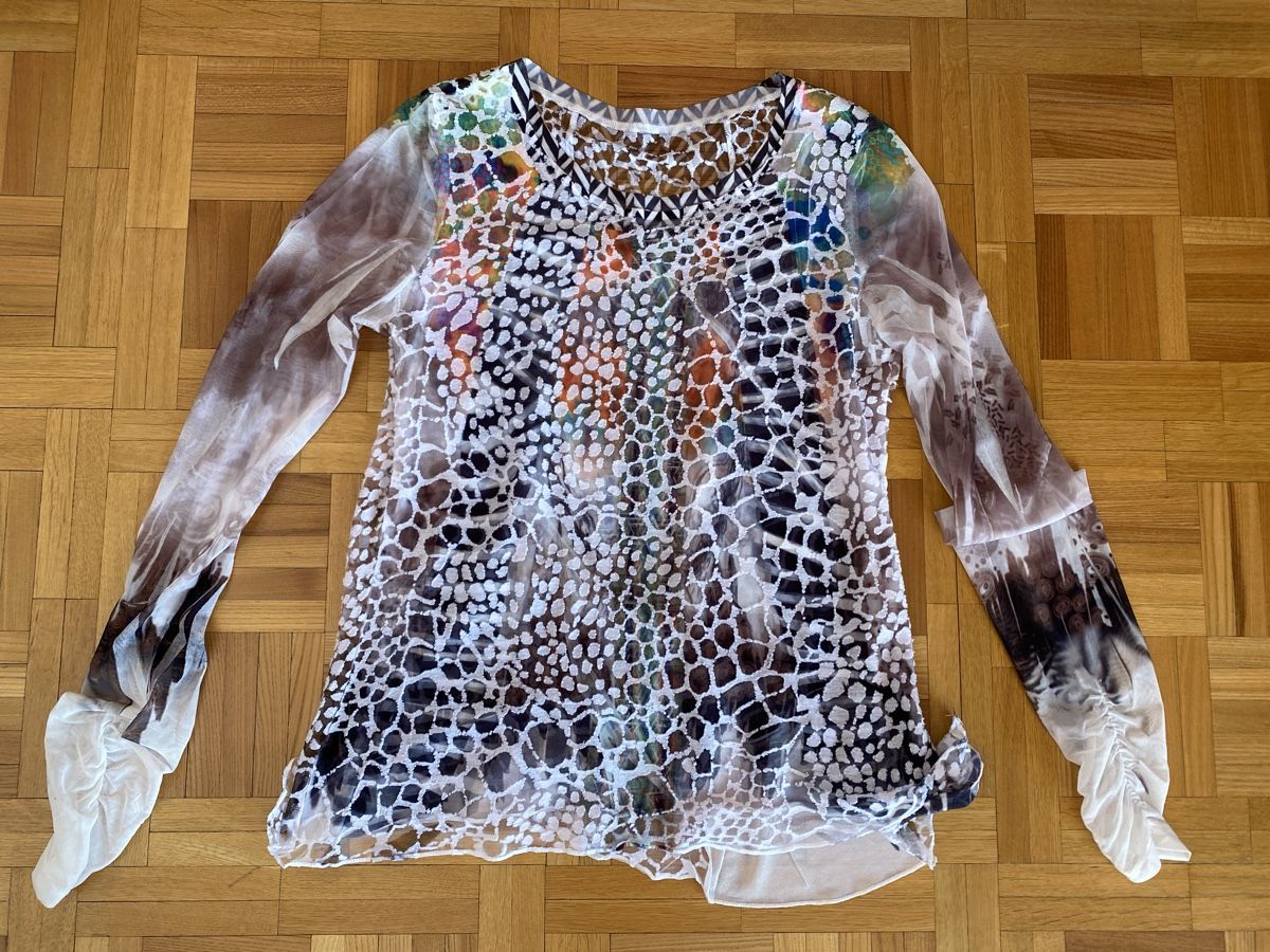 Tuniken: Tunique multicolore avec volant imprimé - taille 38/M – Gebraucht aus Genève von swissjojo