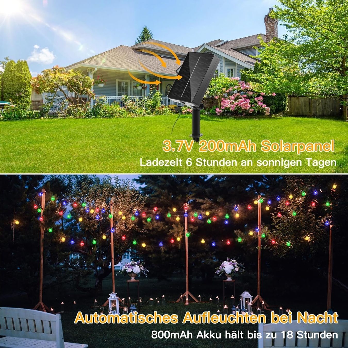 Ghirlande e barre luminose: Solar Lichterkette 12m 100 LED bunt – Nuovo e nell'imballaggio originale da Nuglar venduto da SmartLiving24 4