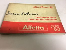 ALFA ROMEO ALFETTA '83 CARATTERISTICHE E PRESCRIZIONI TECNIC