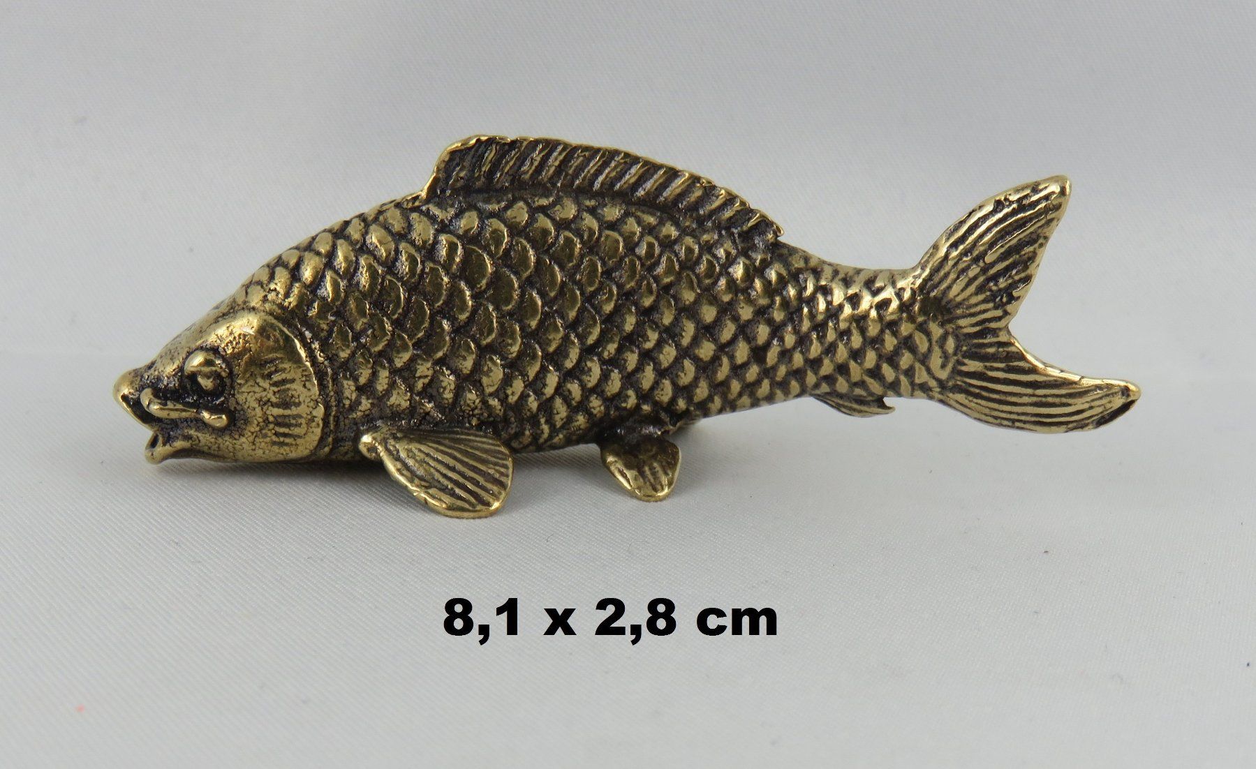 Statuette: FISCH - KARPFEN - Messing Figur - 8,1x2,8cm – Nuovo e nell'imballaggio originale da Grenchen venduto da Yamahwildstar16