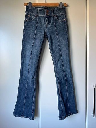 Blaue Bootcut Jeans Damen High Waist Y2K