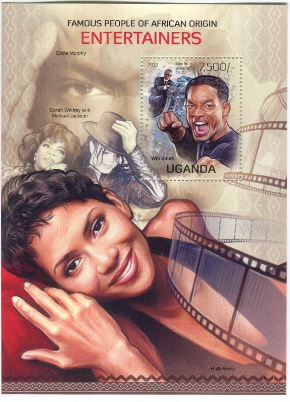 Tous les timbres: Block "Halle Berry, Will Smith". Uganda – Neuf avec emballage d'origine à Basel par Butsch5