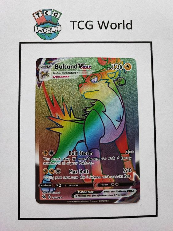 Pokémon Boltund VMAX Rainbow 267/264 Fusion Strike Englisch | Kaufen ...