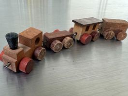 antike Holz Eisenbahn - Retro Vintage - Spielzeug, Deko  🚂