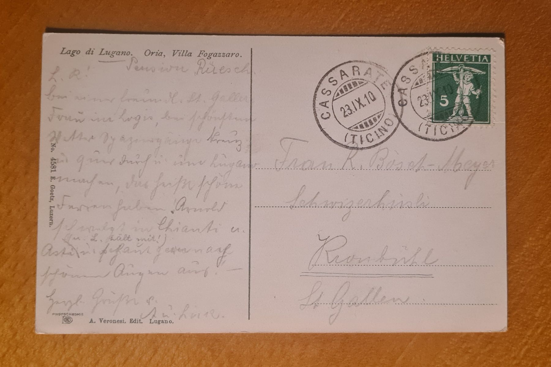 Cartoline postali: Castagnola 1910 – Usato da Ebikon venduto da Donar50 2