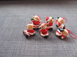 Weihnachtsanhänger Bären 6er Set im Nikolauskostüm