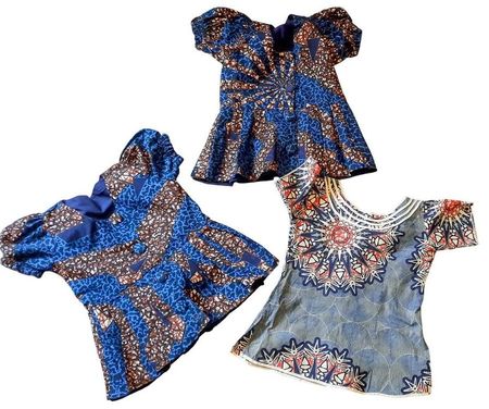 3 bustiers Wax Afrique XS ado / 3 Blusen Afrika XS