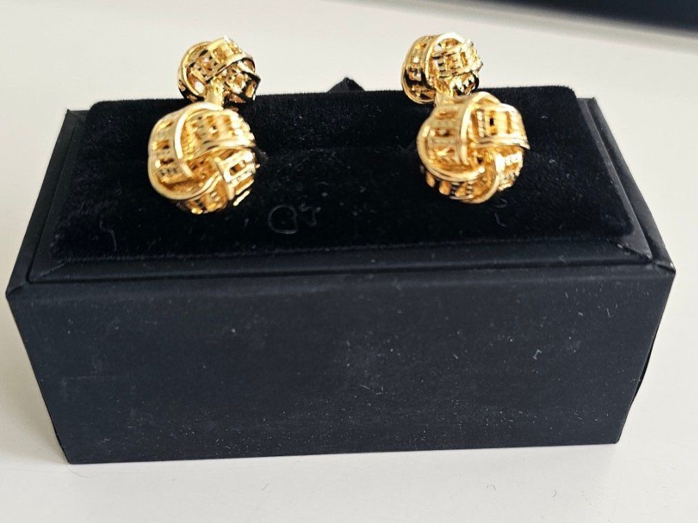 Gemelli: Manchettenknöpfe golfarbiger Knoten – Nuovo e nell'imballaggio originale da Fehraltorf venduto da herrenaccessoirsking