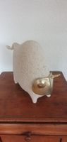 Sculpture Taureau résine blanche et dorée neuve! 30x24x10cm.
