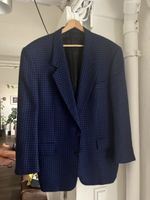 Veste vintage laine vierge carreaux bleu/noir