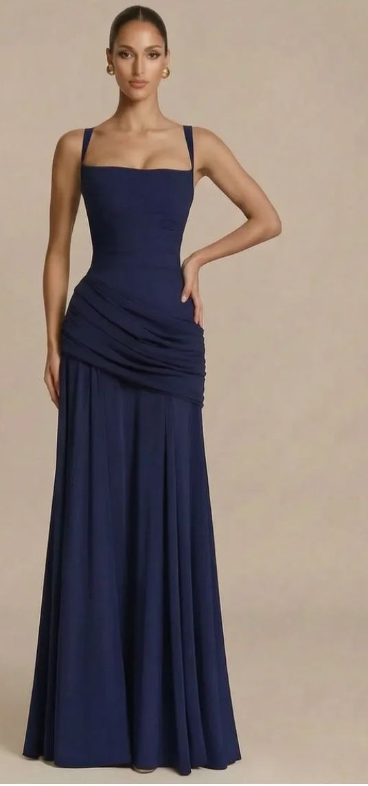 Vestiti: Langes dunkelblaues Abendkleid von Marnastini – Nuovo e nell'imballaggio originale da Ursenbach venduto da C.Su
