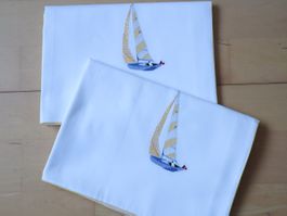 2x Kissenbezüge Christian Fischbacher, Satin Segeln, NEU