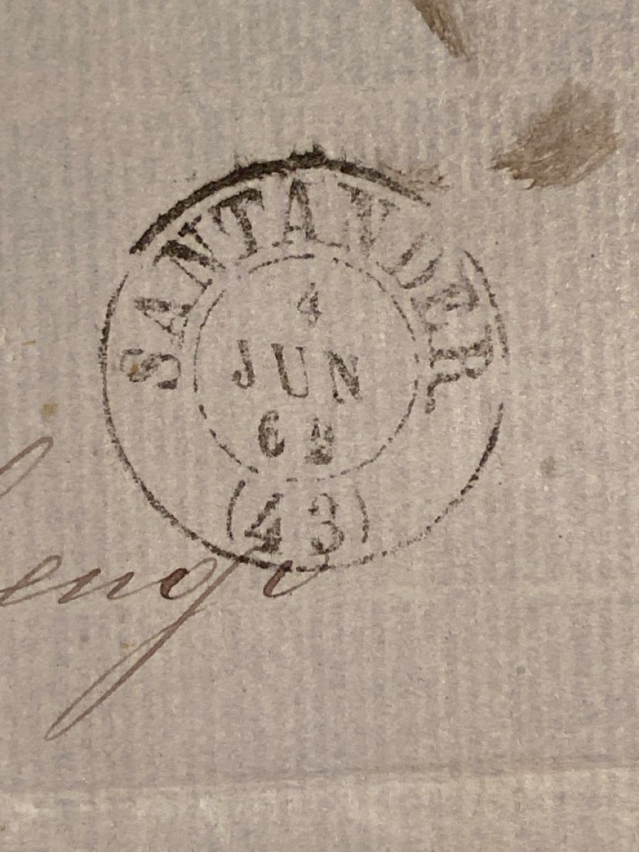 Alle Briefmarken: Spanien 1862, Briefumschlag, Santander 4.Jun. 1862, top – Gebraucht aus Küssnacht a. Rigi von Unique-Valuable 2