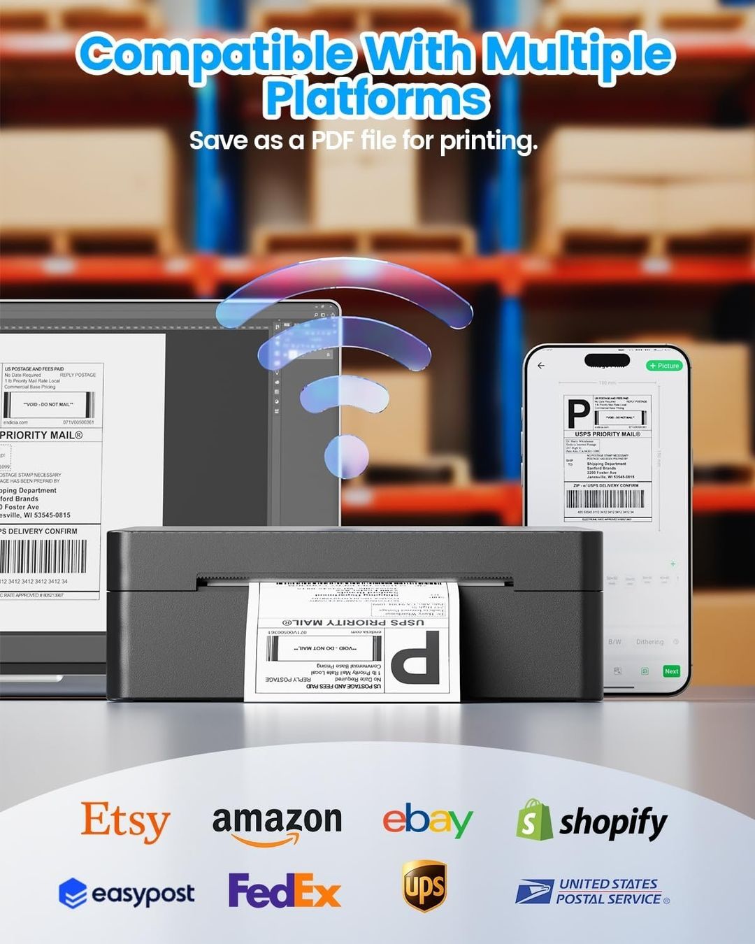 Stampanti: Bluetooth Thermodrucker 4x6 Zoll – Nuovo e nell'imballaggio originale da Nuglar venduto da SmartLiving24 3