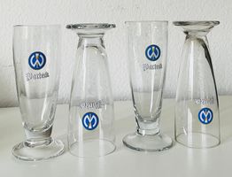 4x Vintage Warteck Biergläser / Biertulpen – Basel Kult 
