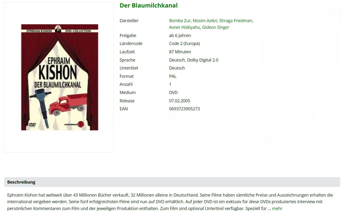 Tutti i DVDs: Der Blaumilchkanal- rare DVD – Nuovo (secondo la descrizione) da Dietikon venduto da Ruempfli 1