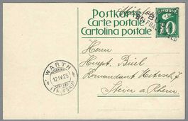 1925, STAB-0 BUCH BEI FRAUENFELD + 0 WARTH, AUF 10 RP. GS