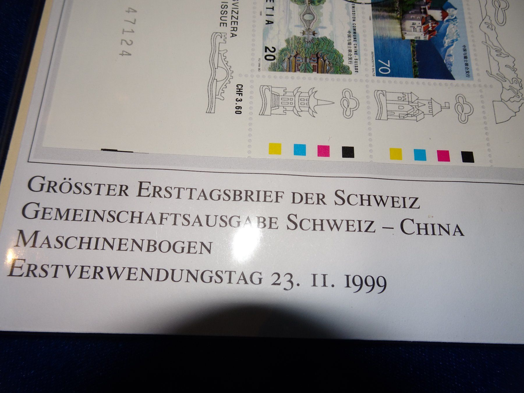 Tutti i francobolli: Schweiz - China   :    Grossbogen auf Brief, gest. 1999 – Usato da Vitznau venduto da Ropaku 2