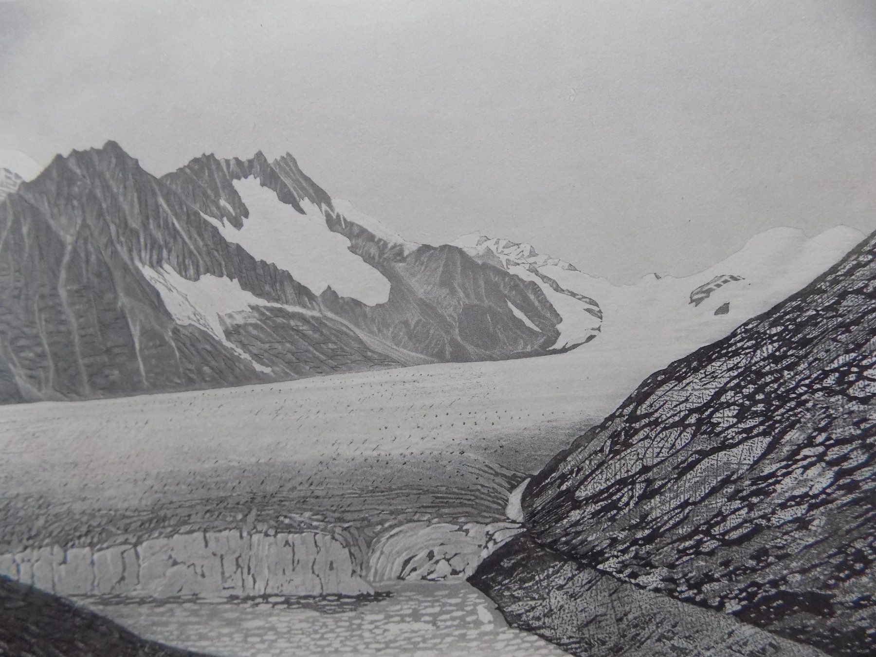 Stiche: Aletschgletscher Stahlstich Rohbock – Gebraucht aus Risch von Antikfee 8