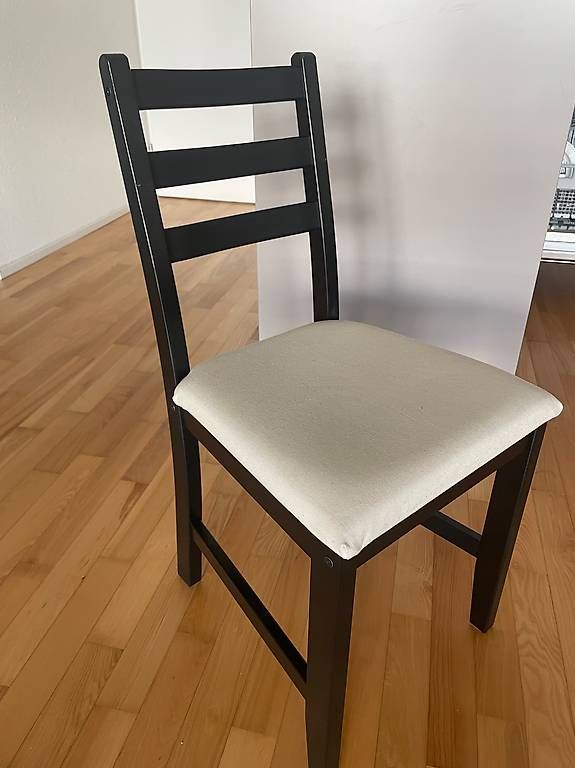 Ikea Sedie: 3 Ikea Stühle Schwarz mit beigen Stuhlbezug – Usato da Zürich venduto da jra_7267 2