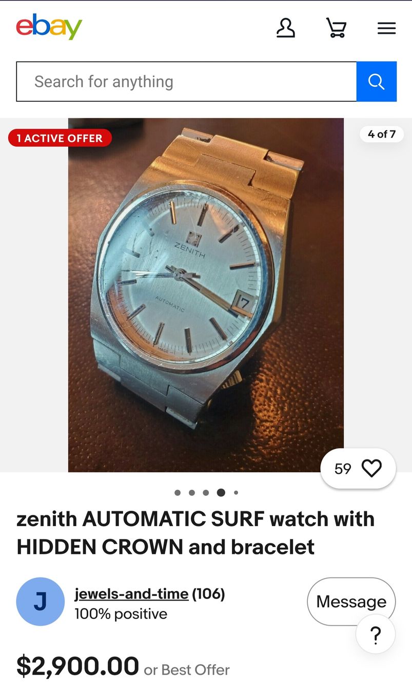 Zenith Orologi: Zenith Surf Hidden Crown 01.1430.380 – Usato da Horgen venduto da AJT 1