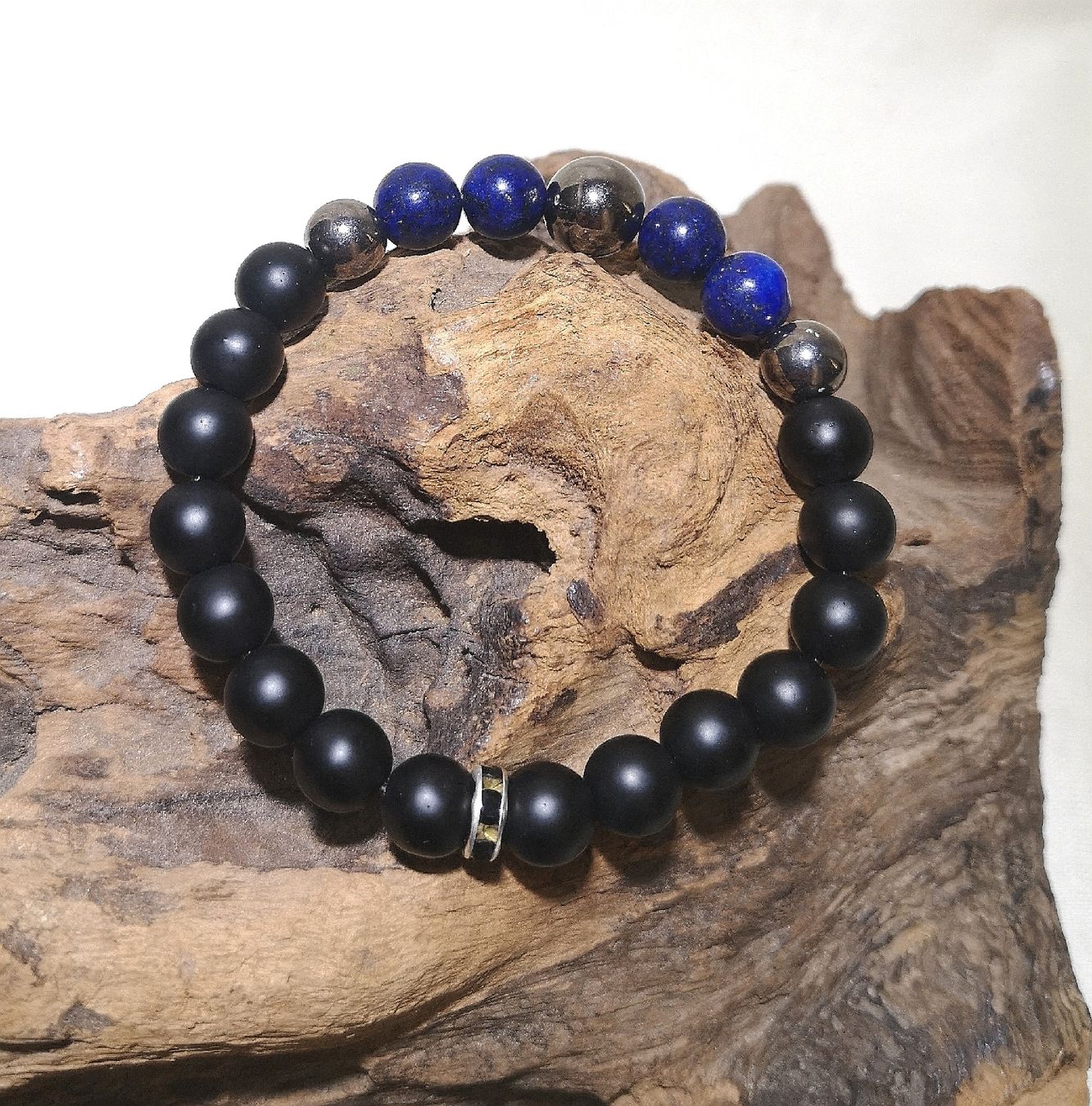 Bracciali & Braccialetti: schwarz-blaue Steinarmk. - Spendenaktion – Nuovo (secondo la descrizione) da Unterkulm venduto da Nachtigall 1
