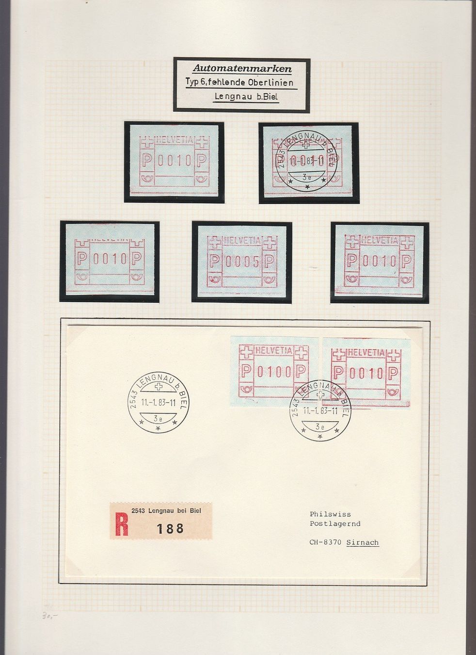 Tous les timbres: 6II fehlende Oberlinien – D'occasion à Oberglatt ZH par Wiedmi6