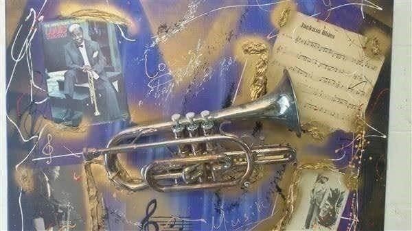 Schallplatten: Rost "Louis Armstrong" Collage Trompete – Gebraucht aus Zürich von Galerie-Kunst