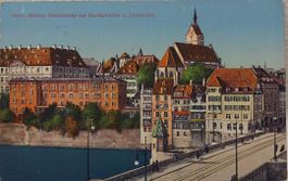 BASEL - Mittlere Rheinbrücke & Martinskirche & Uni. - 1914