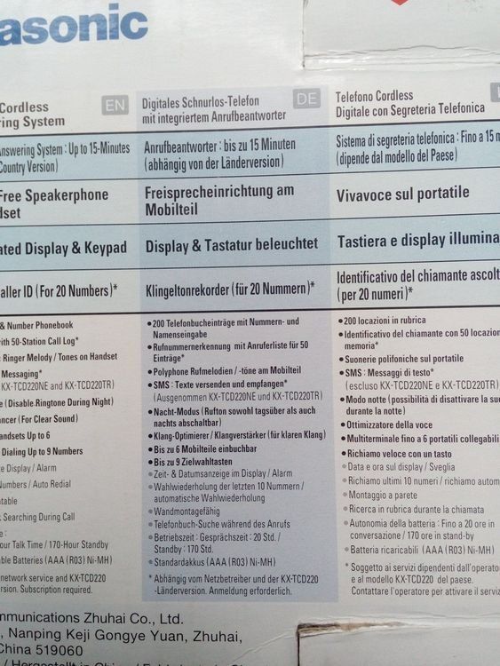 Panasonic Telefoni: Panasonic Digital-Schnurlostelefon Mod. KX-TCD 220 – Nuovo e nell'imballaggio originale da Igis venduto da lebi 3