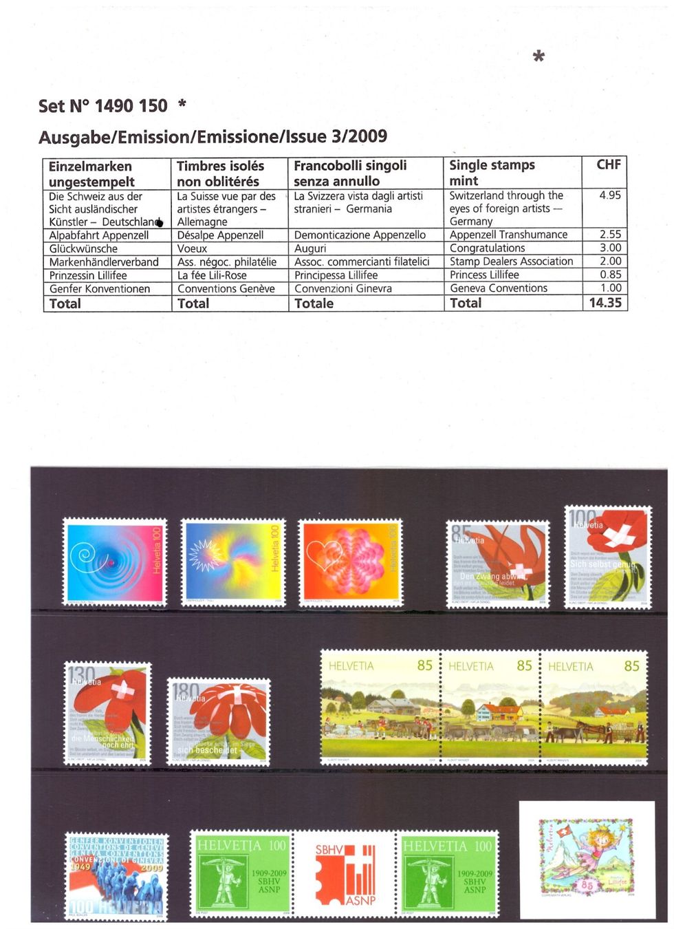 Tutti i francobolli: CH Briefmarken Ausgaben 2009 – Nuovo e nell'imballaggio originale da Chur venduto da marcbruni 2