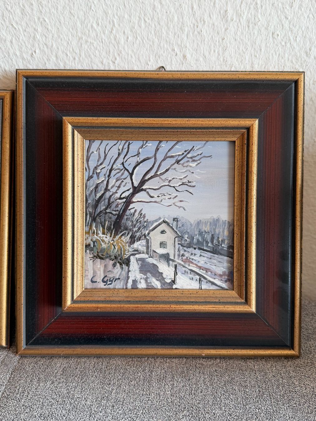 Dipinti: Winterliche Miniatur-Gemälde, 2er Set, gerahmt, Top! – Usato da Basel venduto da Kaffee_und_Kunst 2