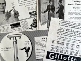 Gillette rasieren - 4 alte Werbungen / Publicités 1909/13