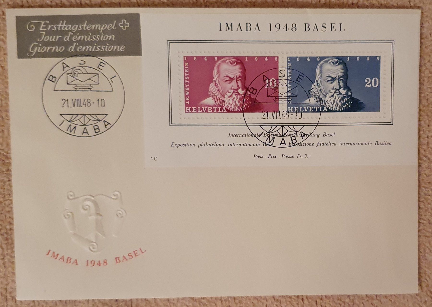 Tutti i francobolli: 1948, IMABA Block auf FDC ohne Adresse – Usato da Kreuzlingen venduto da Rschweiz1