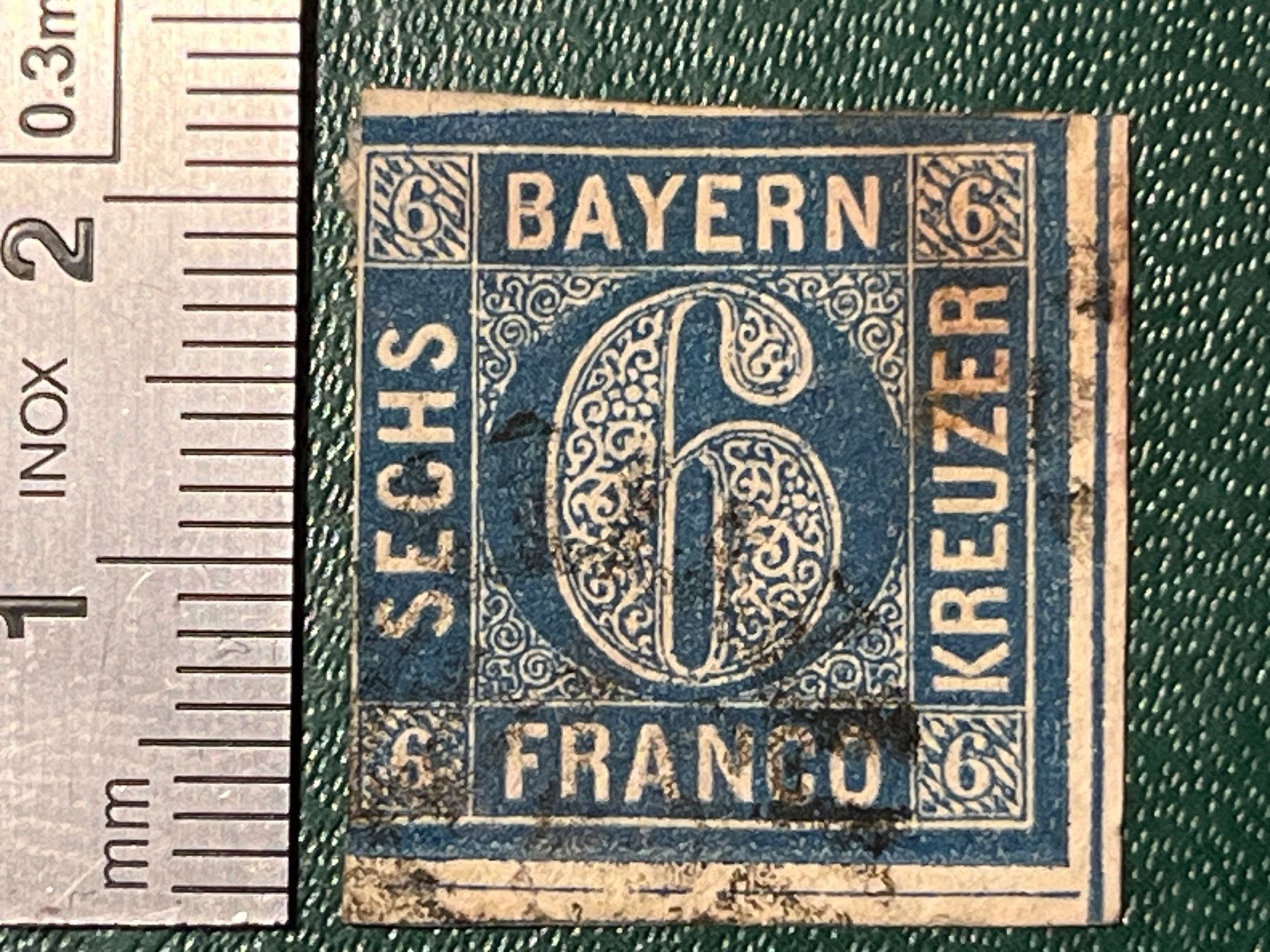 Tutti i francobolli: Bayern - 6 Kreuzer blau, ca. 1862 – Usato da Chiasso venduto da AzenYa