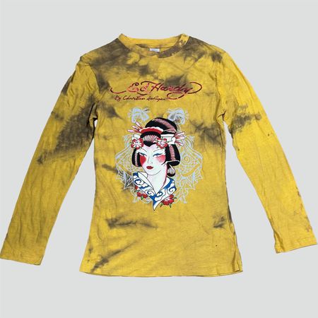 Ed Hardy printed graphic long-sleeve vintage damen sommer