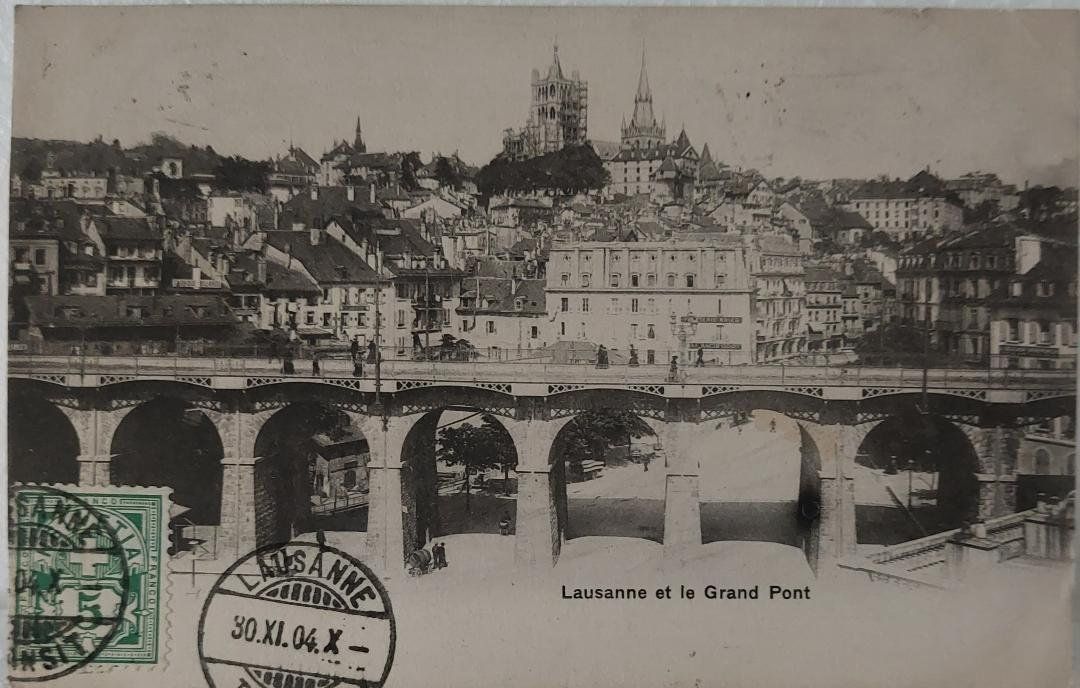 Ansichtskarten: LAUSANNE  -  le Grand Pont - 1904 – Gebraucht aus Delémont von Domdom1