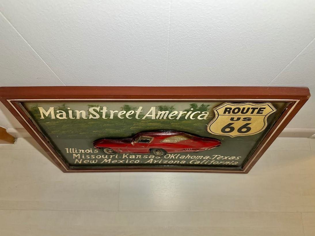 Posters & Illustrations: 3D Vintage Holz Bild Route 66 Corvette – D'occasion à Ried-Brig par V8_Andy 1