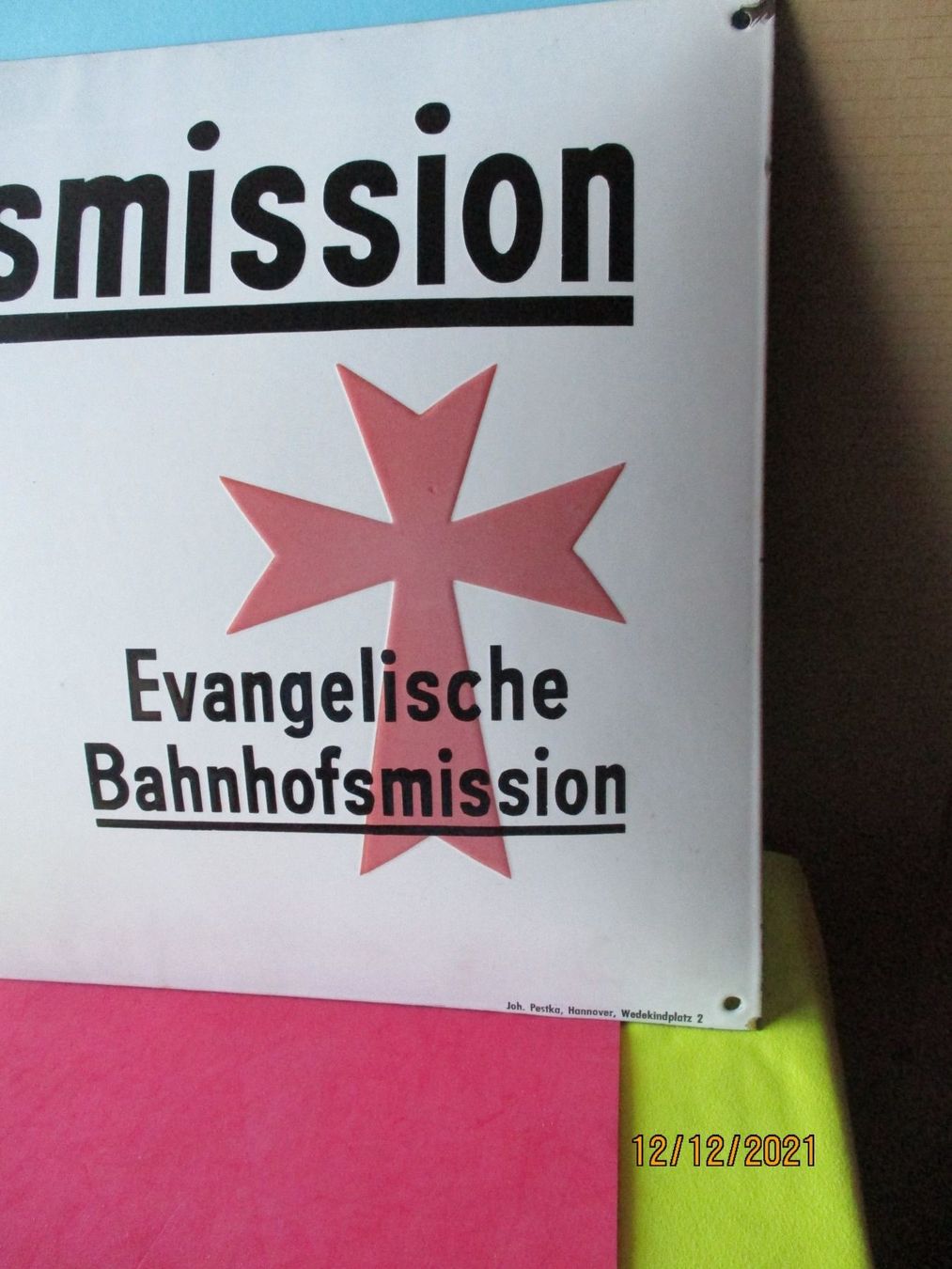 Insegne: Bahnhofsmission  Emailschild – Usato da Ottikon Gossau ZH venduto da hokuspokus 3