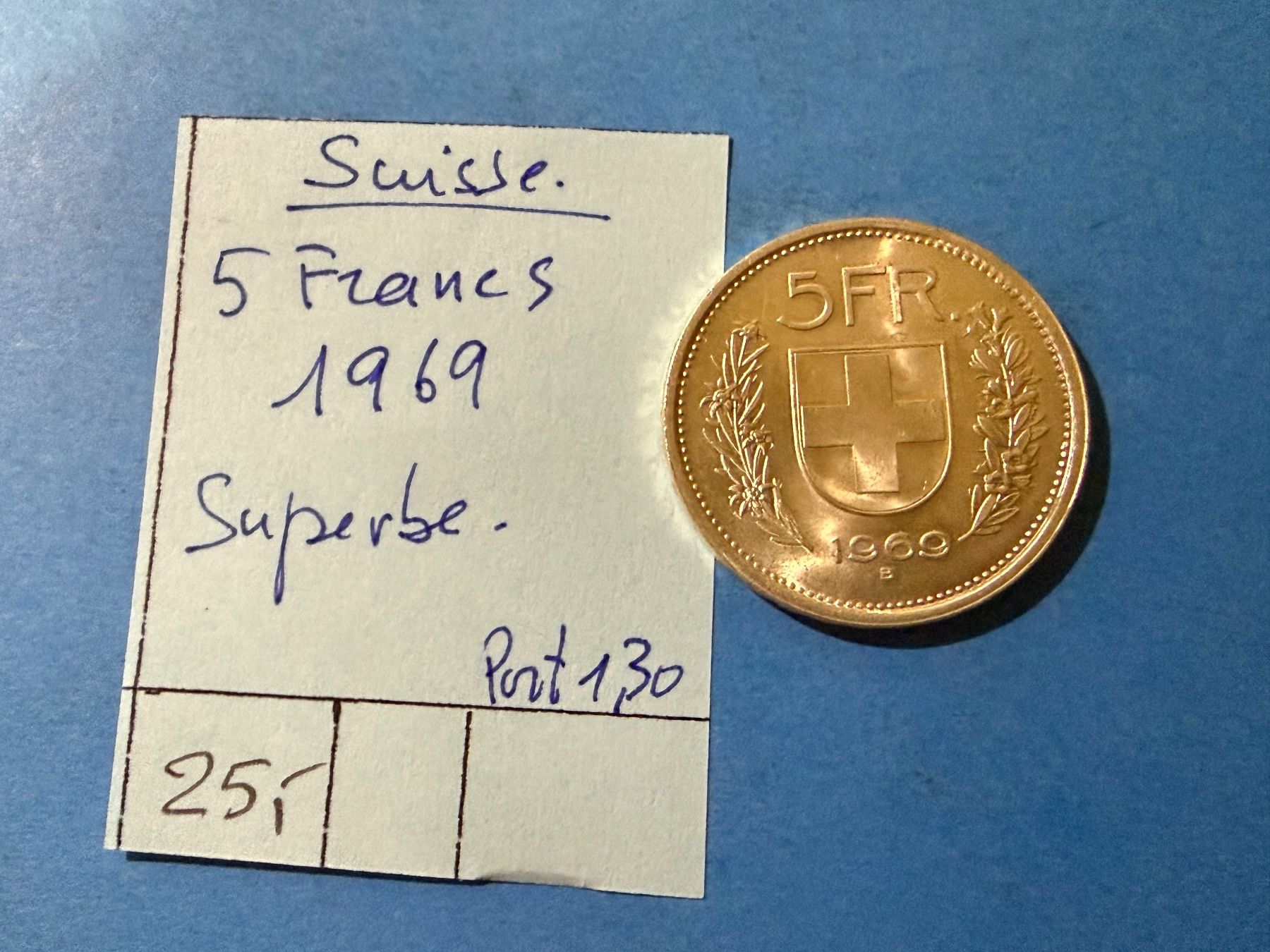 Tutti le monete: SUISSE : 5 FRANCS 1969 - ARGENT - SUPERBE – Usato da genève venduto da GEnumist