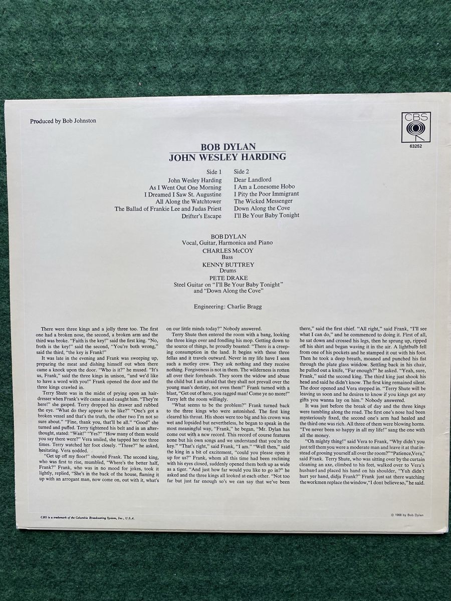 Dischi in vinile: LP Bob Dylan: John Wesley Harding – Usato da Bolligen venduto da Meanstreak 1