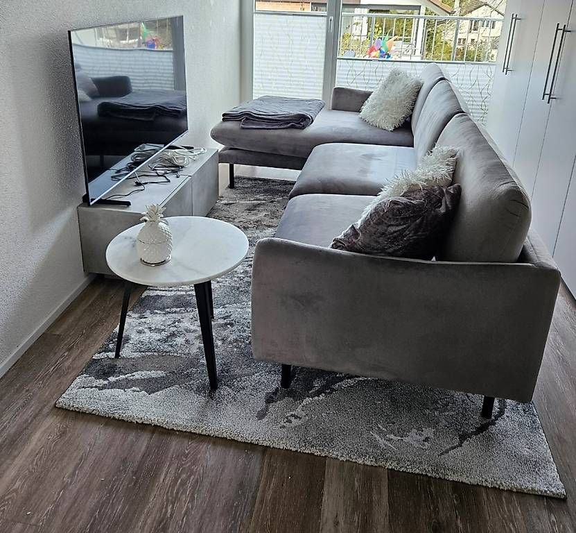Beliani Divani: Sofa Grau Samtstoff, L form rechtsseitig – Usato da Dällikon venduto da sha_br6c 2